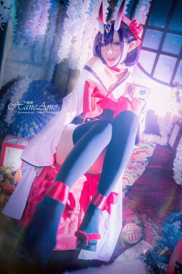 COS雨波_HaneAme演绎酒吞童子,和服与角饰勾勒日系妖异风