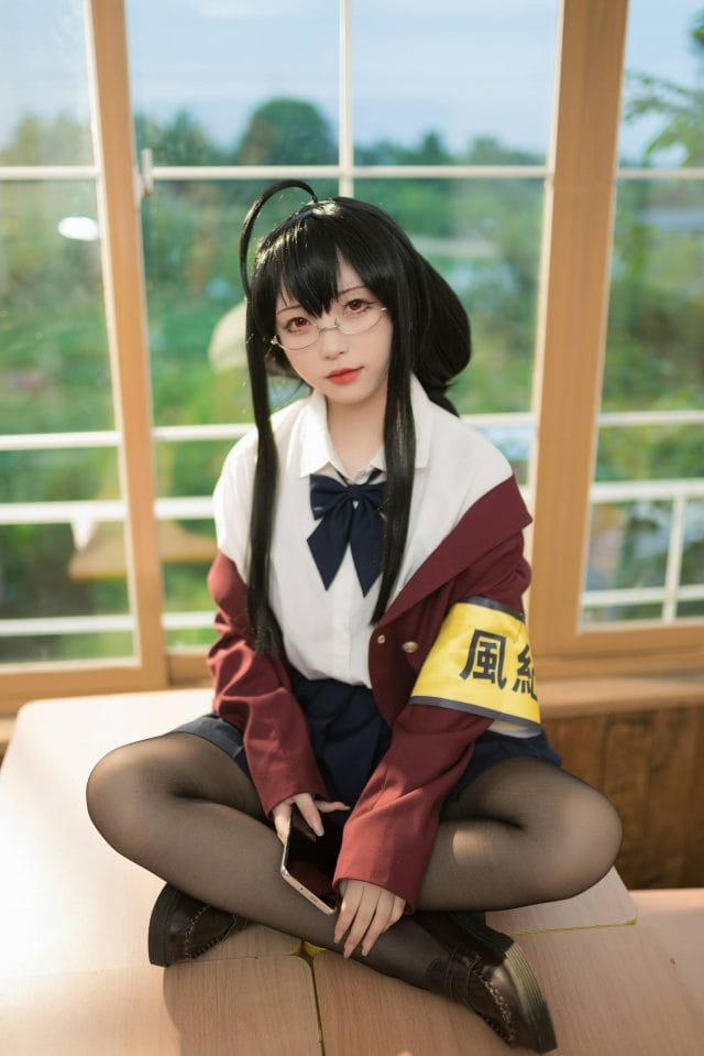 花铃「大凤JK 放学后 风纪委员」写真图集71P:灰蓝制服校园风