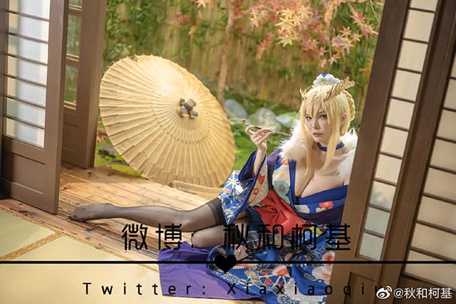 秋和柯基 COS《FGO》阿尔托莉雅Lancer版和服造型写真