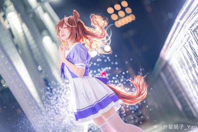 外星嫣子_Yan COS东海帝王：蓝紫流苏舞姬造型与轻盈动态抓拍图集