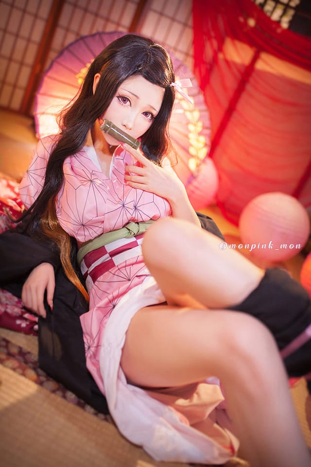 Mon夢_monpink鬼灭之刃森林外景COS 甘露寺蜜璃蝴蝶忍祢豆子三角色还原