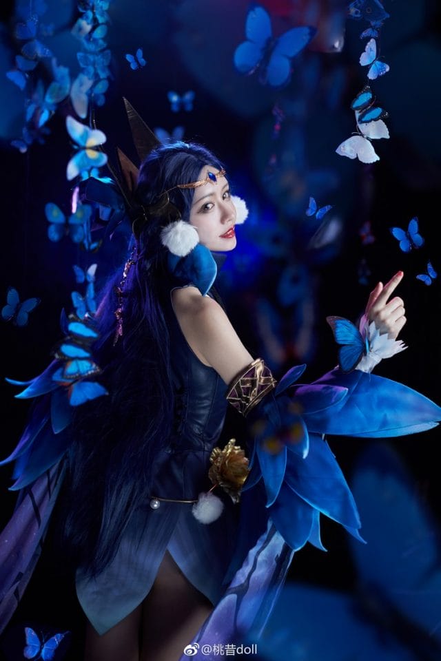 桃昔doll王者荣耀貂蝉COS写真 花雨舞姬造型还原度拉满