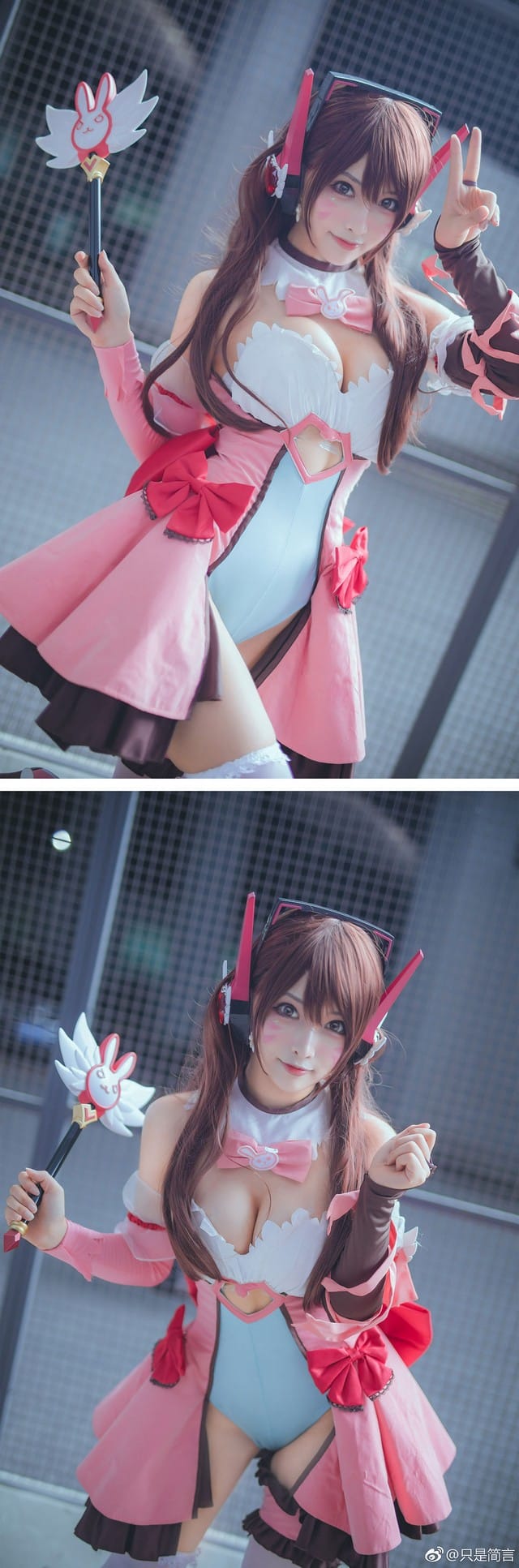 只是简言《守望先锋》D.Va COS，小甜心宋哈娜粉紫驾驶服图集