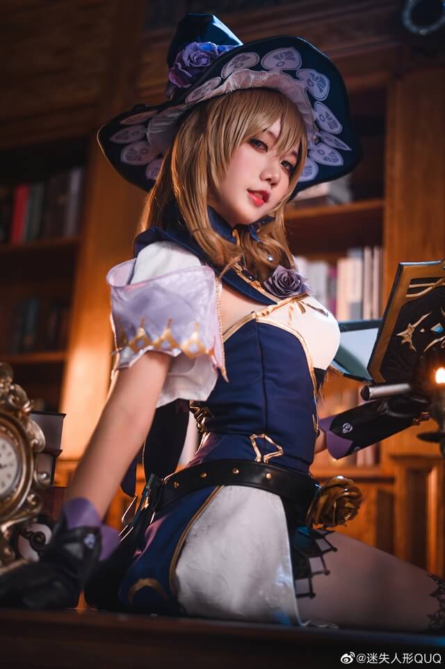 迷失人形QUQ原神丽莎COS图集：还原西风骑士团优雅迷人的蔷薇魔女