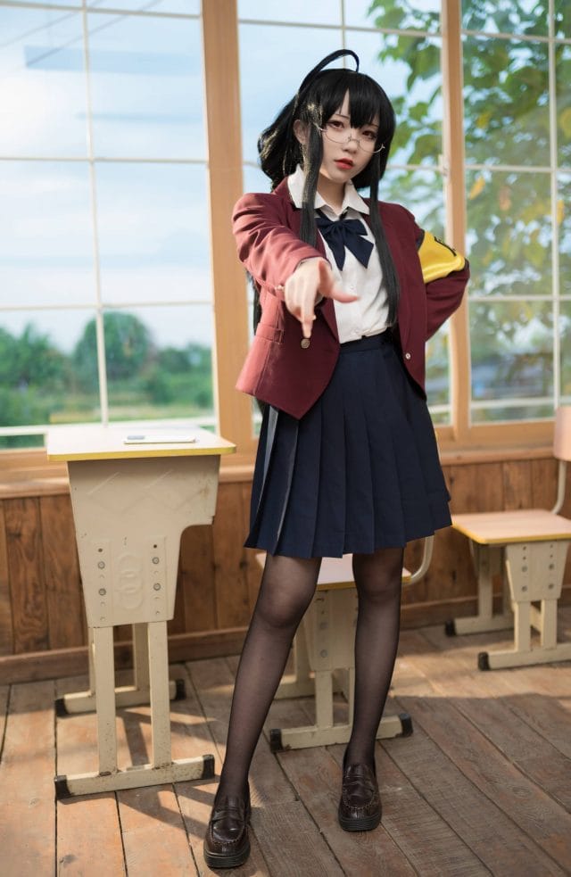 花铃「大凤JK 放学后 风纪委员」写真图集71P：灰蓝制服校园风