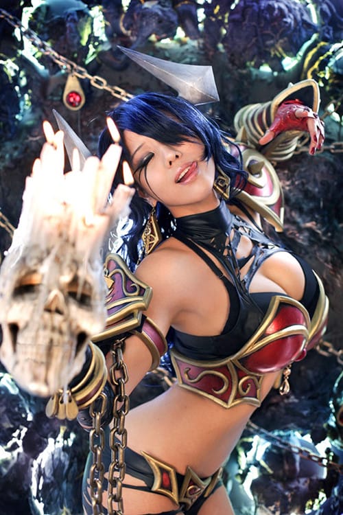 螺旋猫队长Tasha COS《刀塔2》痛苦女王阿卡莎，暗黑妩媚造型还原