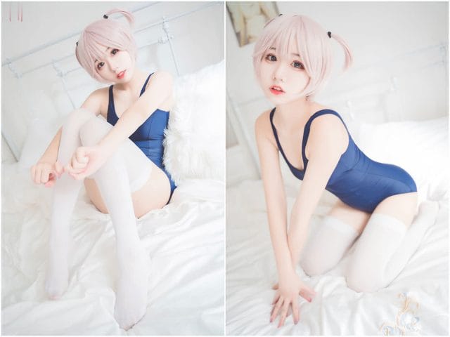 猫君君MaoJun英梨梨与蕾姆COS写真：清甜幼态系少女的双面角色演绎