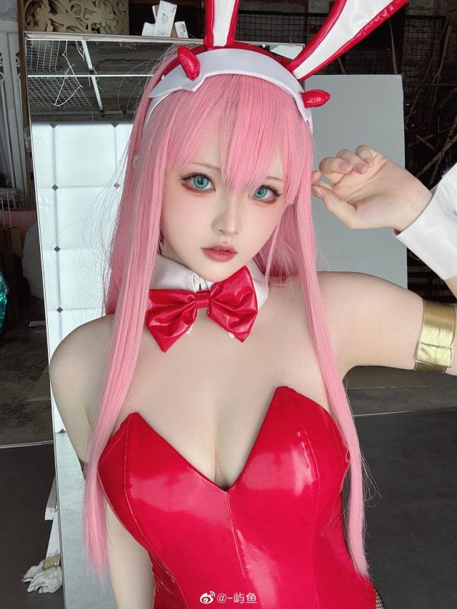 -屿鱼COS零二兔女郎VER,红色兔衣装复刻DARLING in the FRANXX经典造型