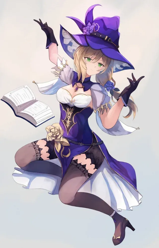 Mon夢_monpink原神丽莎COS 紫衣魔女造型还原书房场景