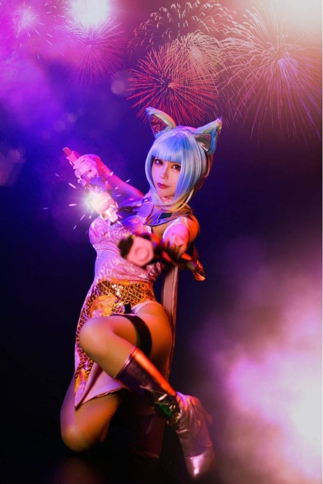 煙_HedY 传说对决维奥莱特「红莲枪魂·无双」烟花旗袍 COS 写真
