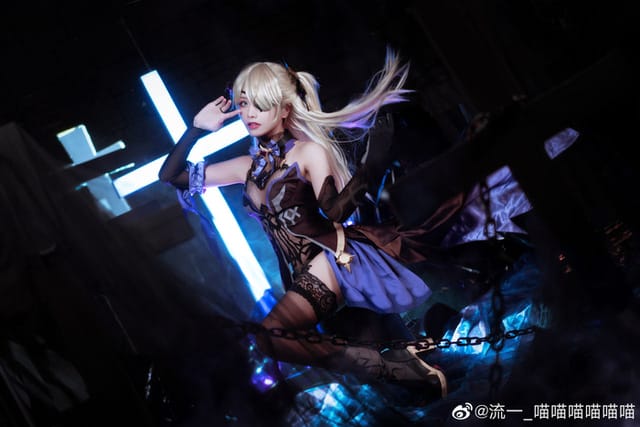 流一_喵喵喵喵喵喵原神菲谢尔COS写真：暗夜哥特风下的断罪皇女气场