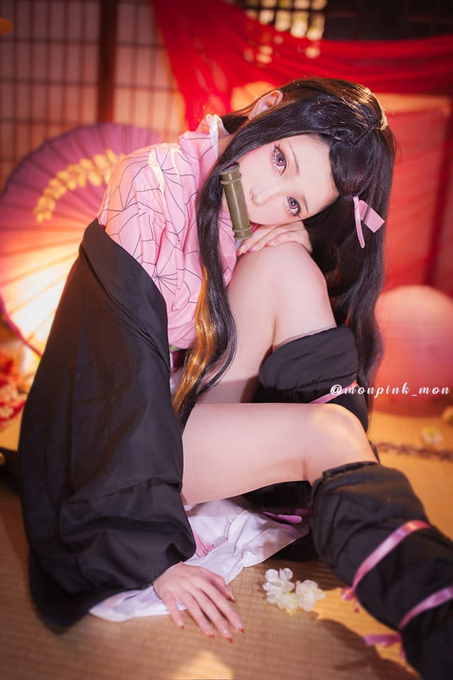 Mon夢_monpink鬼灭之刃森林外景COS 甘露寺蜜璃蝴蝶忍祢豆子三角色还原