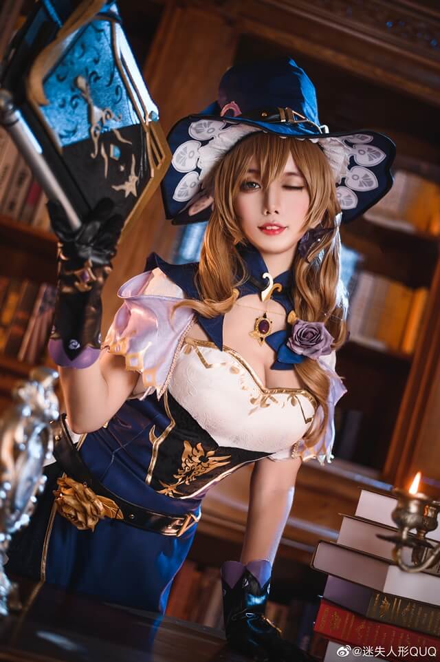 迷失人形QUQ原神丽莎COS图集：还原西风骑士团优雅迷人的蔷薇魔女