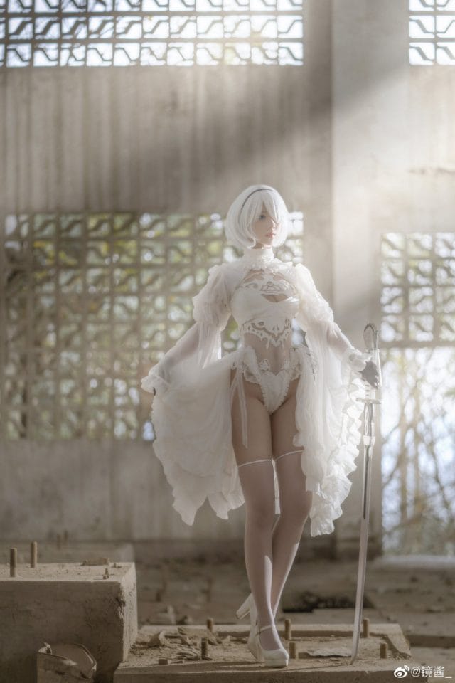 镜酱婚纱版2B COS图集 尼尔机械纪元新娘造型演绎