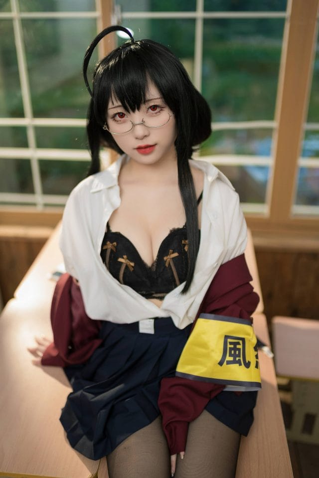 花铃「大凤JK 放学后 风纪委员」写真图集71P:灰蓝制服校园风