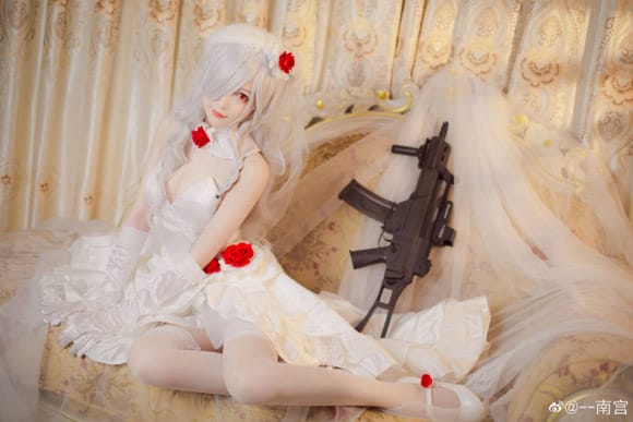 南宫COS少女前线G36C白色情人节礼服 迈出步伐的你造型还原