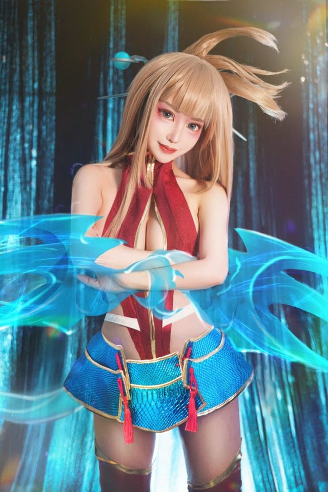 煙_HedY《传说对决》星葵COS写真，棕发刺客的妖艳柔美棚拍还原