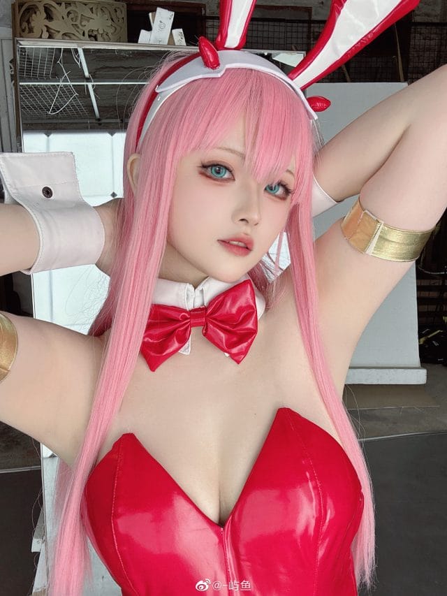 -屿鱼COS零二兔女郎VER,红色兔衣装复刻DARLING in the FRANXX经典造型