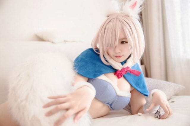 麻花麻花酱COS《FGO》玛修兔女郎版 粉发盾娘化身甜美兔子