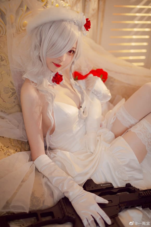 南宫COS少女前线G36C白色情人节礼服 迈出步伐的你造型还原