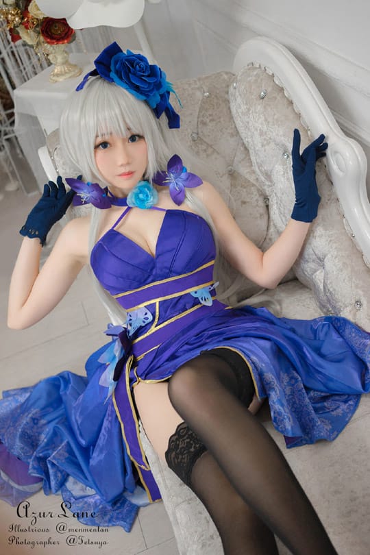 焖焖碳 COS 碧蓝航线光辉「永不落幕的茶会」,蕾丝蓝裙造型图集