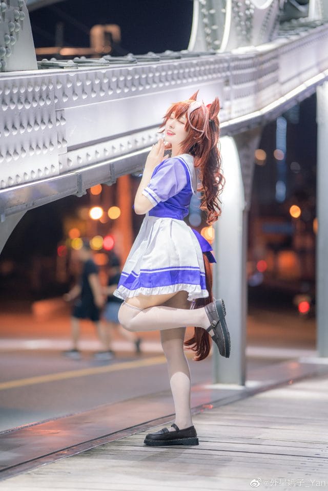 外星嫣子_Yan COS东海帝王：蓝紫流苏舞姬造型与轻盈动态抓拍图集