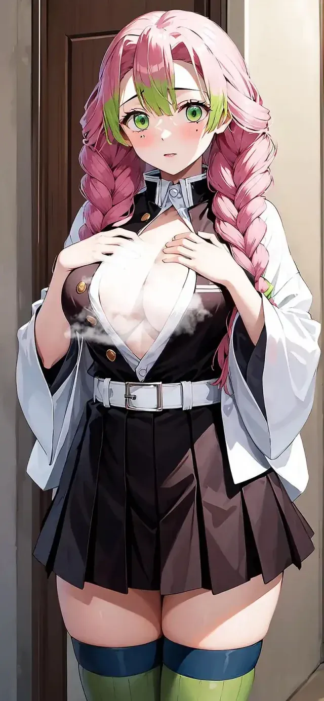 Azami COS甘露寺蜜璃图集：粉发羽织还原恋柱的甜美娇媚
