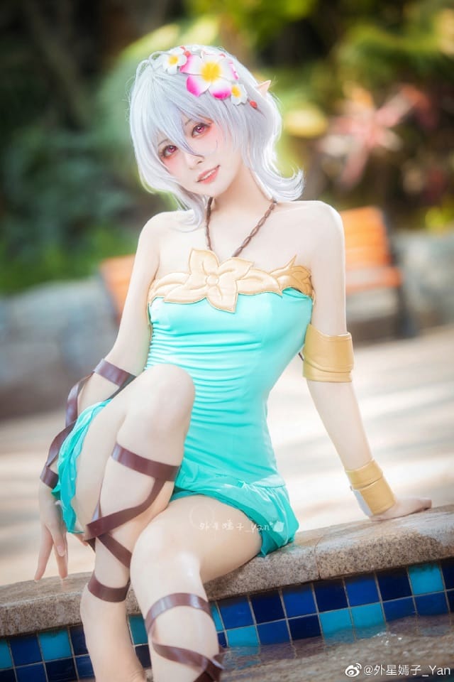 外星嫣子_Yan《公主连结!Re:Dive》可可萝白巫女造型,银饰权杖细节还原