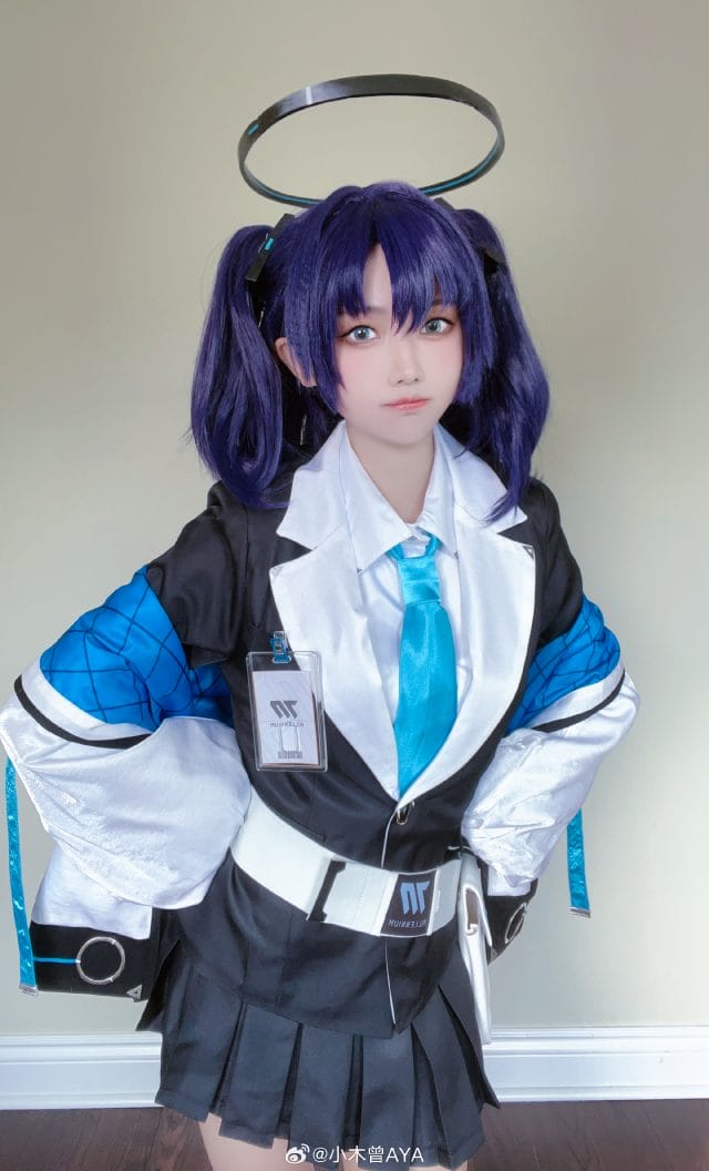 小木曾AYA cos蔚蓝档案早濑优香:蓝紫双马尾还原游戏形象