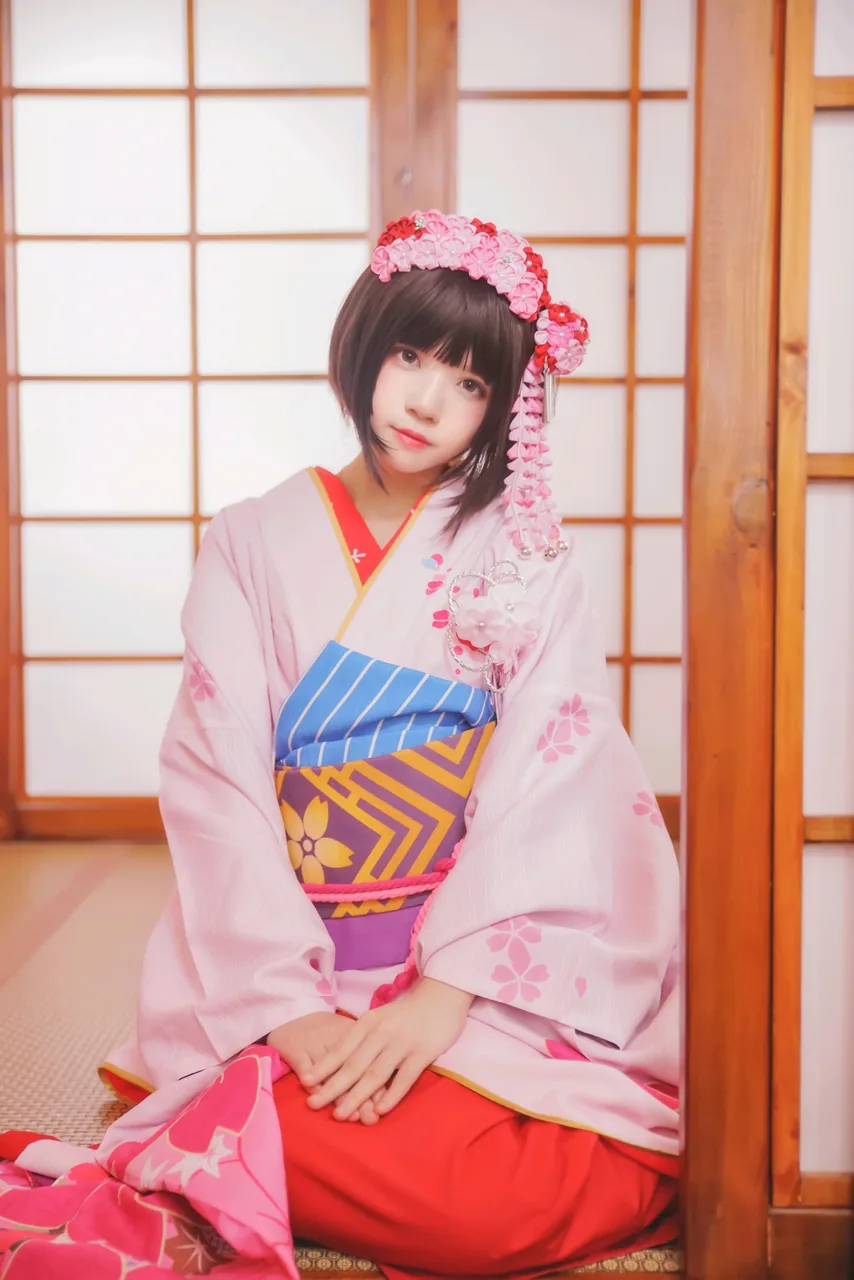 桜桃喵加藤惠和服